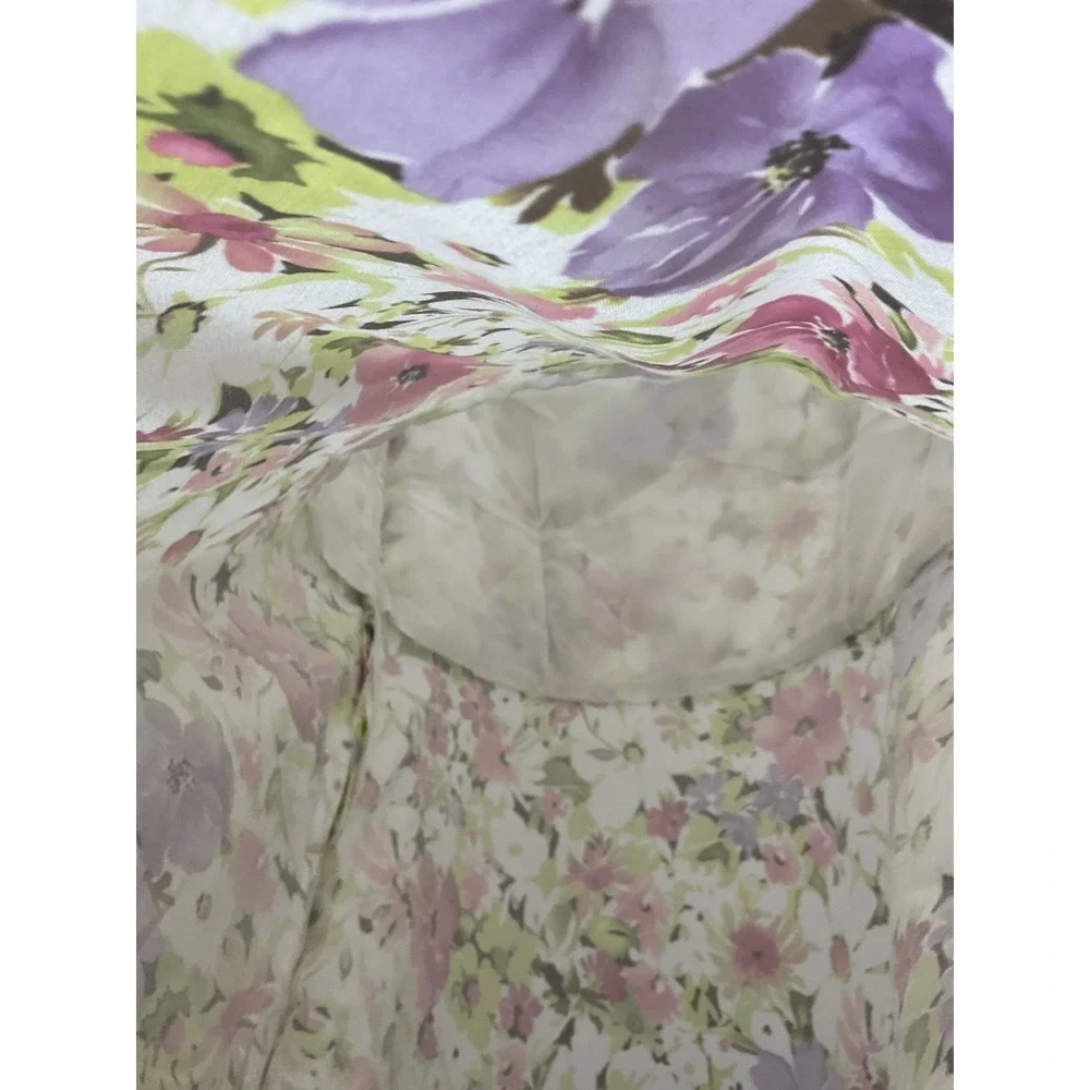 Vtg Scarlett Floral Crew Neck‎ Sleeveless Dress Size 7/8 Multicolor Cottagecore